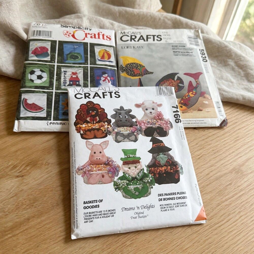 Vintage Craft Pattern Lot 3 McCall's 5930 7166 Simplicity 7612 Sewing Plush